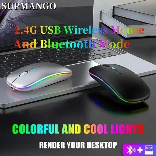 Wireless Mouse Rechargeable Silent LED Backlit Mice PC Laptop Computer